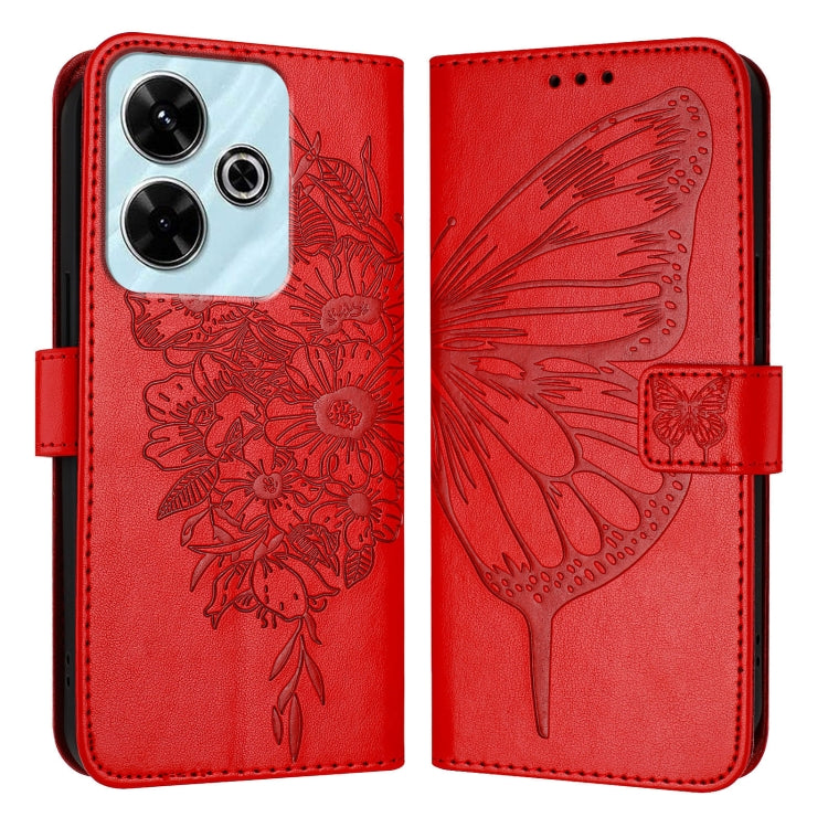 For Redmi 13 4G Embossed Butterfly Leather Phone Case