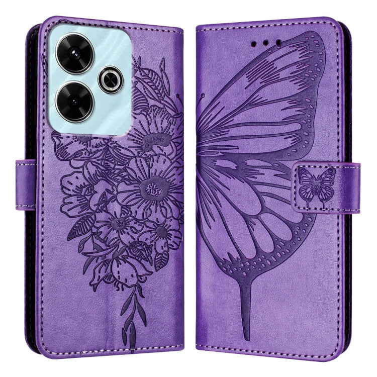 For Redmi 13 4G Embossed Butterfly Leather Phone Case