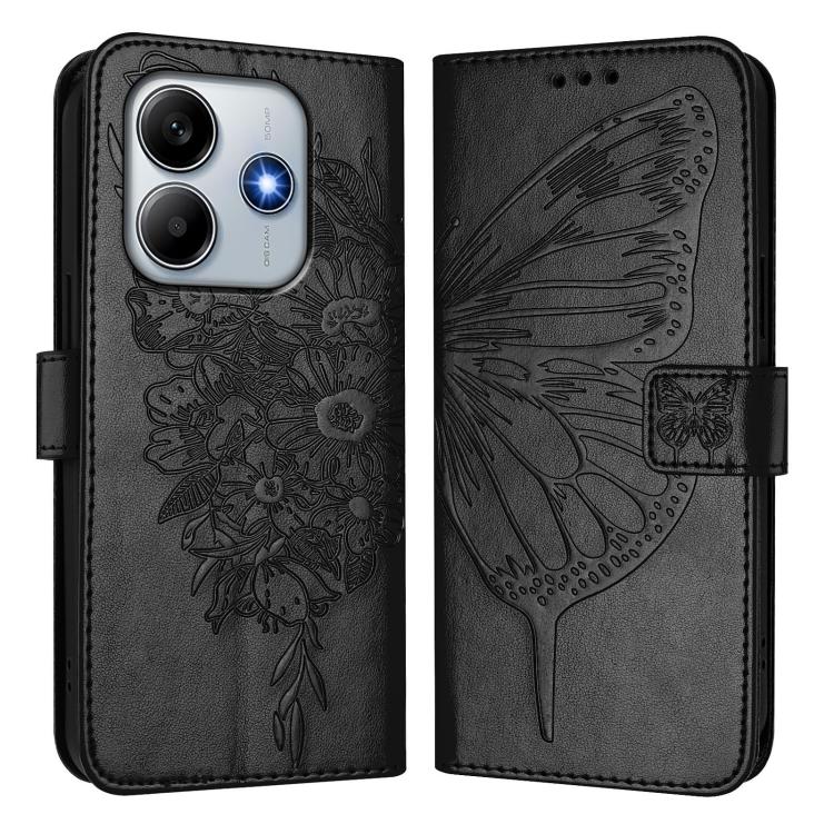 For Redmi Note 14 5G Global Embossed Butterfly Leather Phone Case