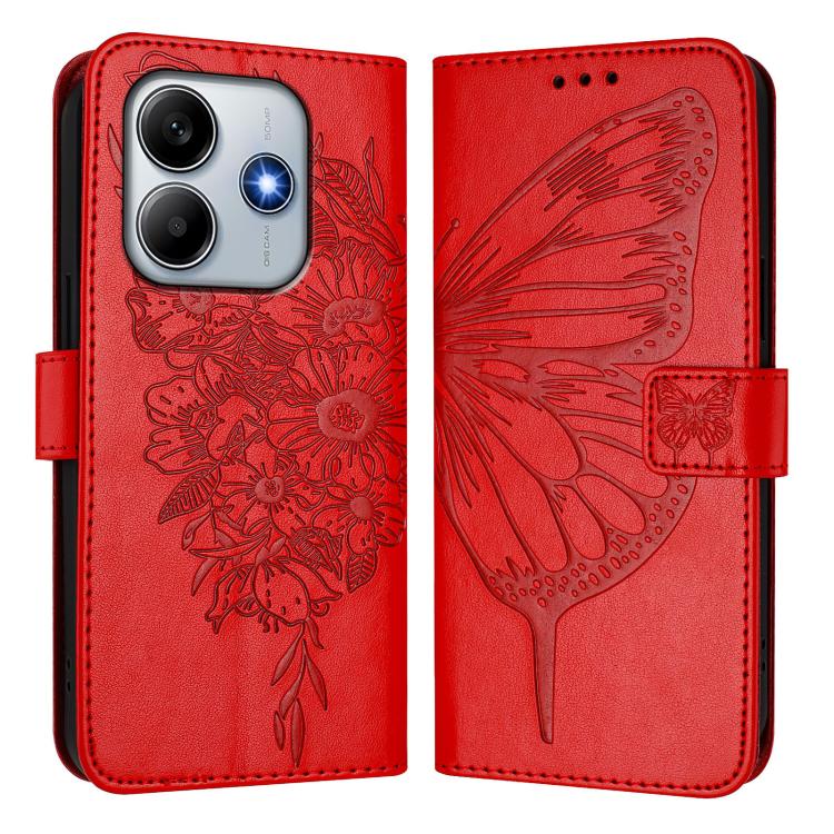 For Redmi Note 14 5G Global Embossed Butterfly Leather Phone Case