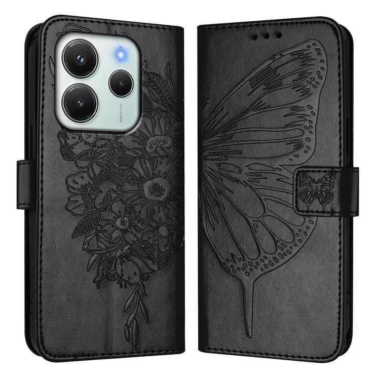 For Redmi Note 14 4G EU 164.84mm Embossed Butterfly Leather Phone Case