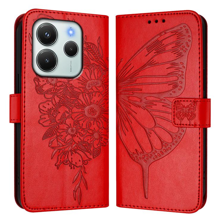 For Redmi Note 14 4G EU 164.84mm Embossed Butterfly Leather Phone Case