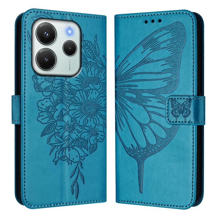 For Redmi Note 14 4G EU 164.84mm Embossed Butterfly Leather Phone Case