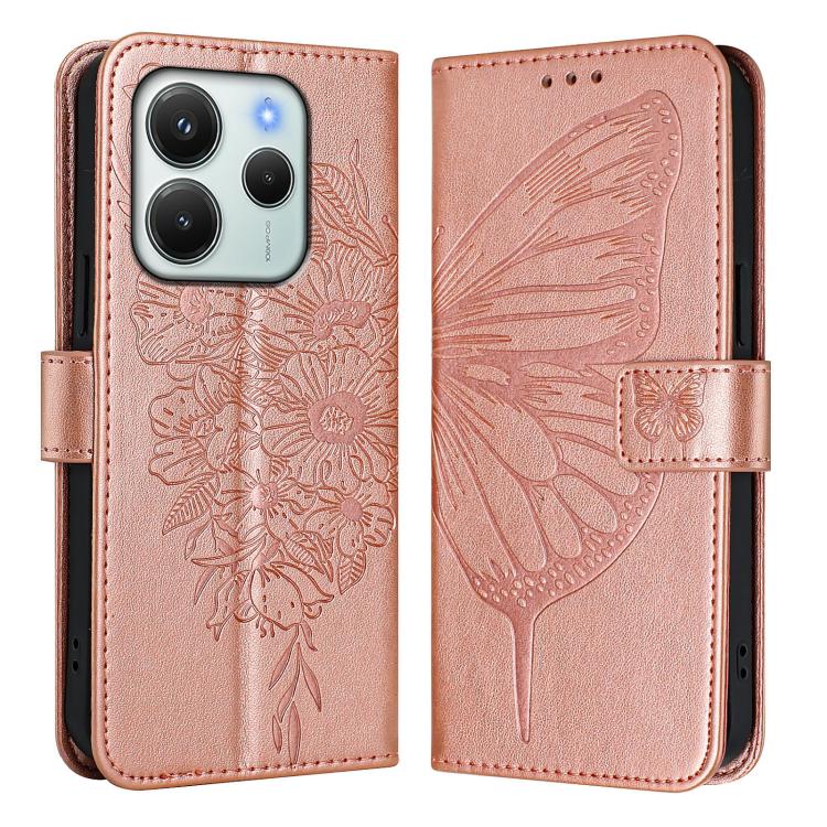 For Redmi Note 14 4G EU 164.84mm Embossed Butterfly Leather Phone Case