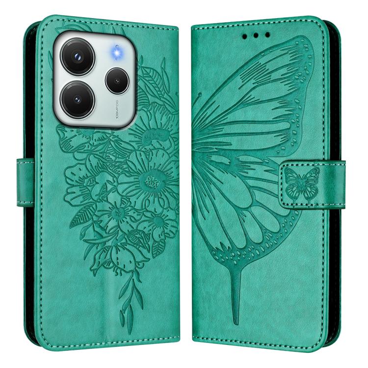 For Redmi Note 14 4G EU 164.84mm Embossed Butterfly Leather Phone Case