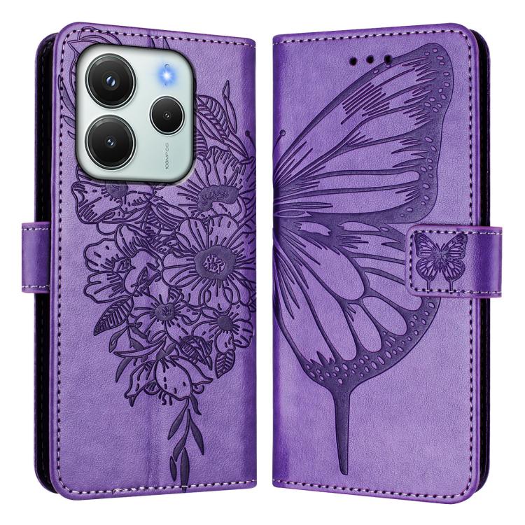 For Redmi Note 14 4G EU 164.84mm Embossed Butterfly Leather Phone Case