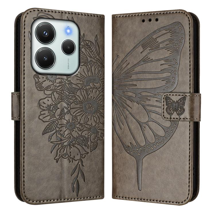 For Redmi Note 14 4G EU 164.84mm Embossed Butterfly Leather Phone Case