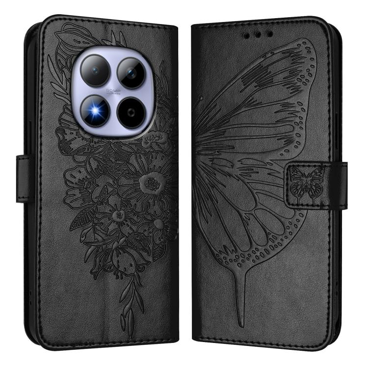 For Redmi Note 15 Pro 5G Global 163.6mm Embossed Butterfly Leather Phone Case