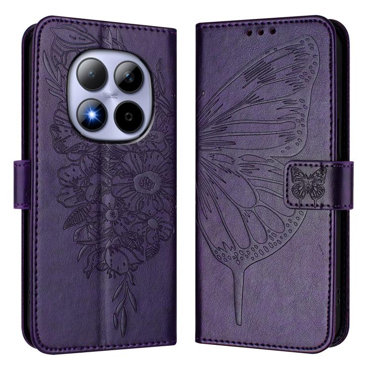 For Redmi Note 15 Pro 5G Global 163.6mm Embossed Butterfly Leather Phone Case
