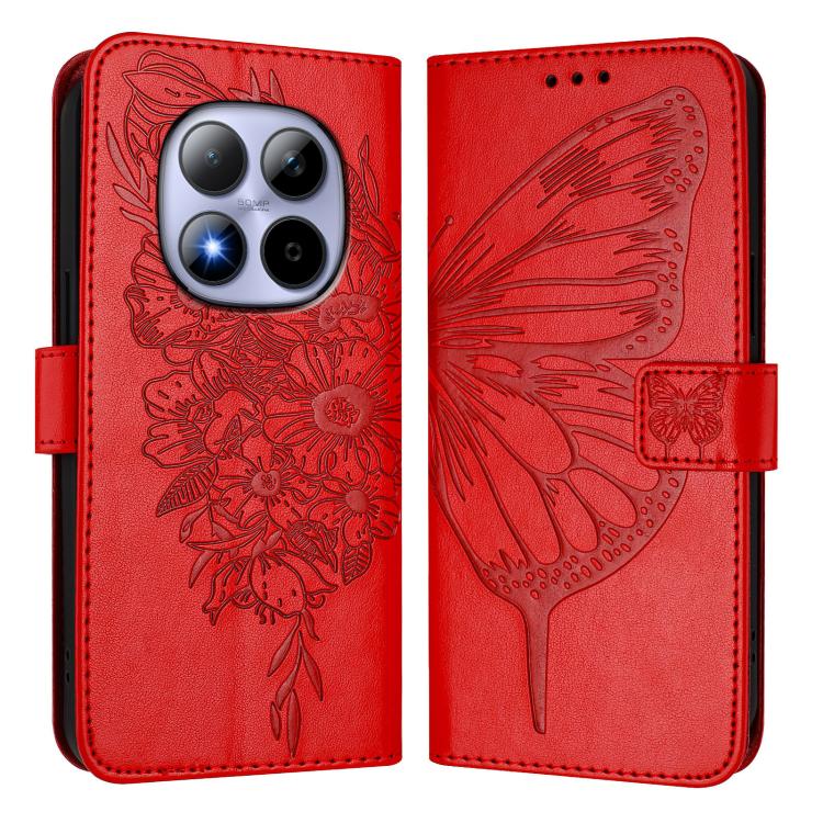 For Redmi Note 15 Pro 5G Global 163.6mm Embossed Butterfly Leather Phone Case