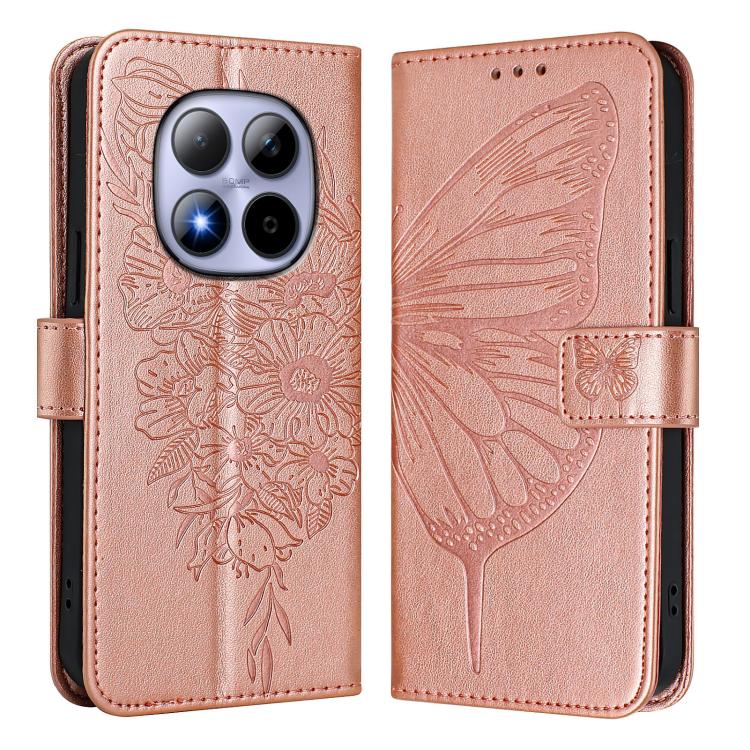 For Redmi Note 15 Pro 5G Global 163.6mm Embossed Butterfly Leather Phone Case