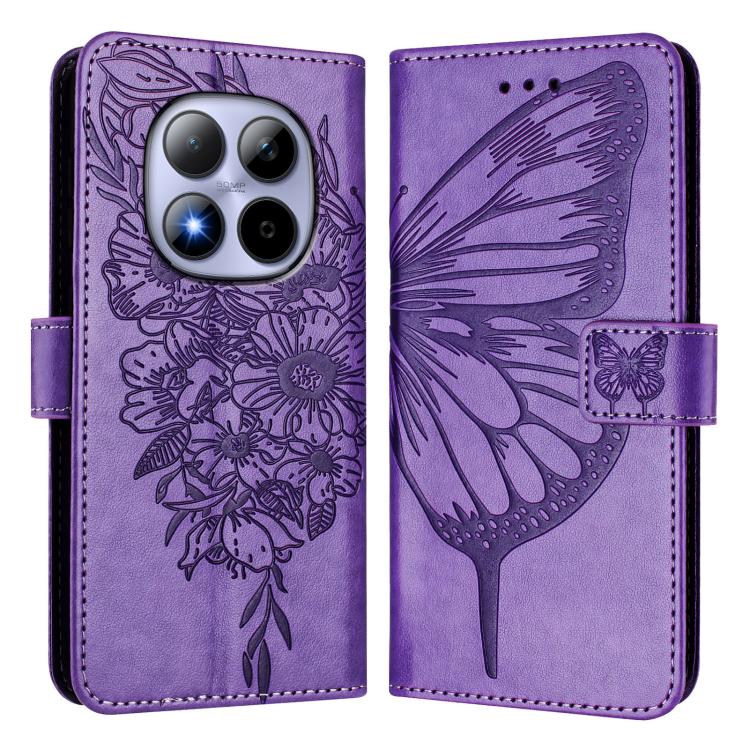 For Redmi Note 15 Pro 5G Global 163.6mm Embossed Butterfly Leather Phone Case