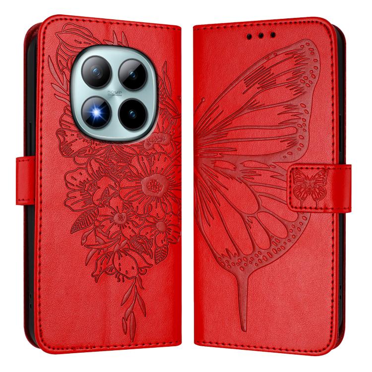 For Redmi Note 15 Pro+ 5G Global 163.3mm Embossed Butterfly Leather Phone Case