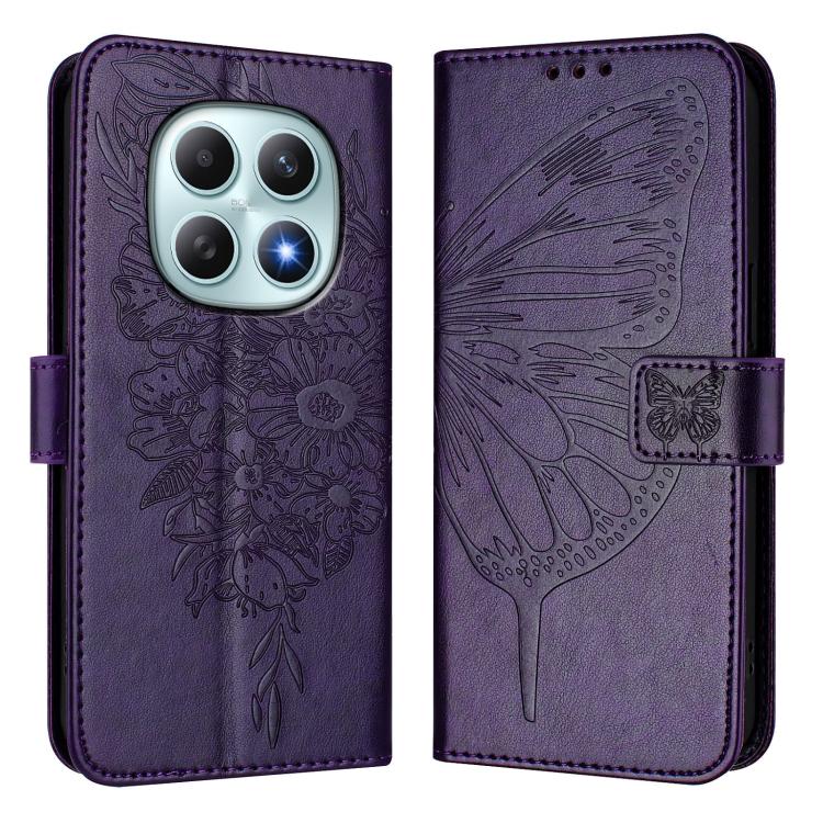 For Redmi Note 15 4G / 5G Global 164mm Embossed Butterfly Leather Phone Case