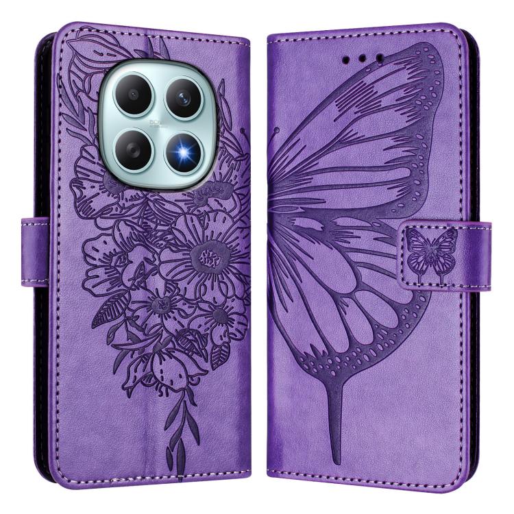 For Redmi Note 15 4G / 5G Global 164mm Embossed Butterfly Leather Phone Case