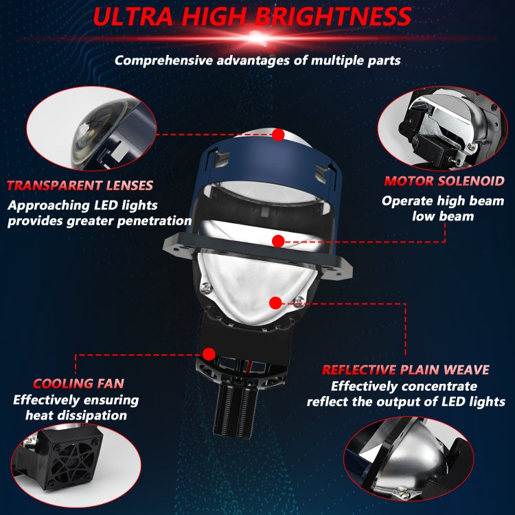 T03 Pair 3 inch Car Bifocal LED Lens Headlight, Left-hand Drive - Blue