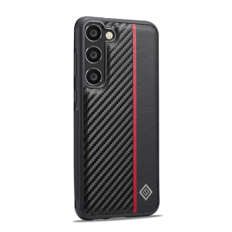 For Samsung Galaxy S25 5G LC.IMEEKE 3 in 1 Carbon Fiber Texture Shockproof Phone Case - Black