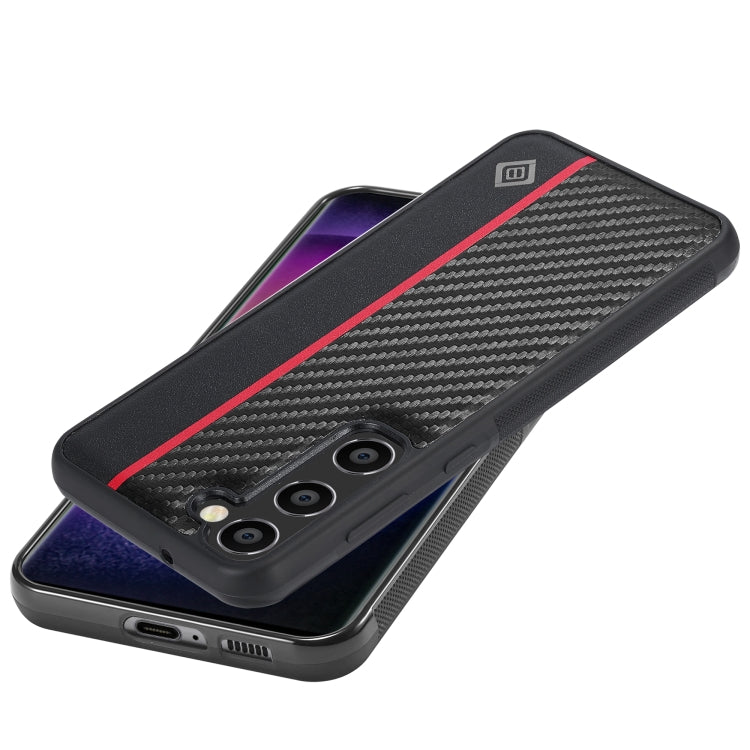 For Samsung Galaxy S25 5G LC.IMEEKE 3 in 1 Carbon Fiber Texture Shockproof Phone Case - Black