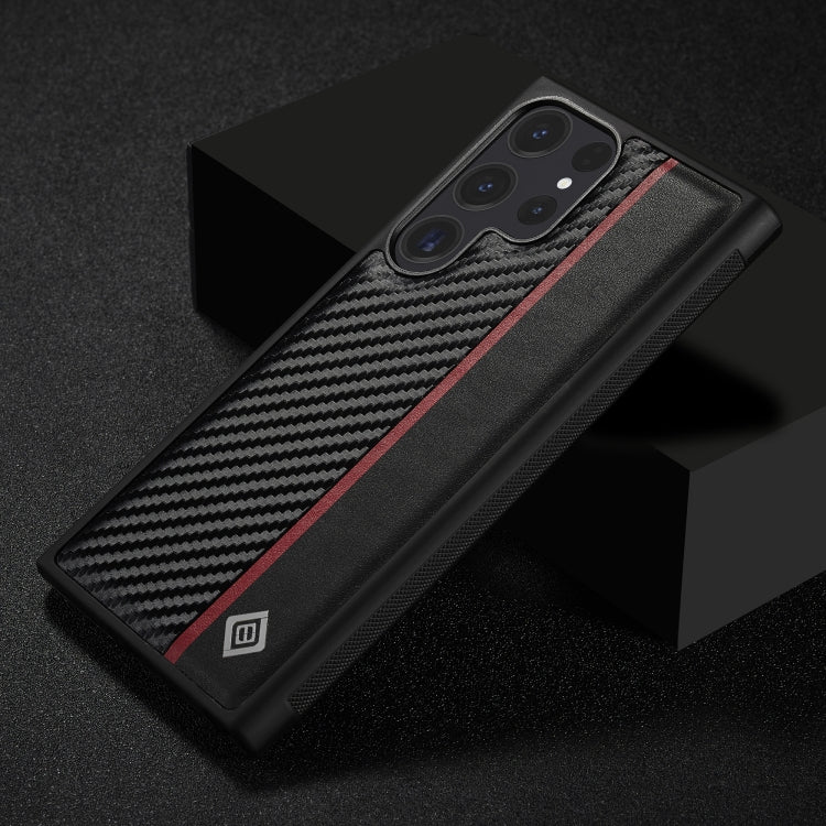 For Samsung Galaxy S25 Ultra 5G LC.IMEEKE 3 in 1 Carbon Fiber Texture Shockproof Phone Case - Black
