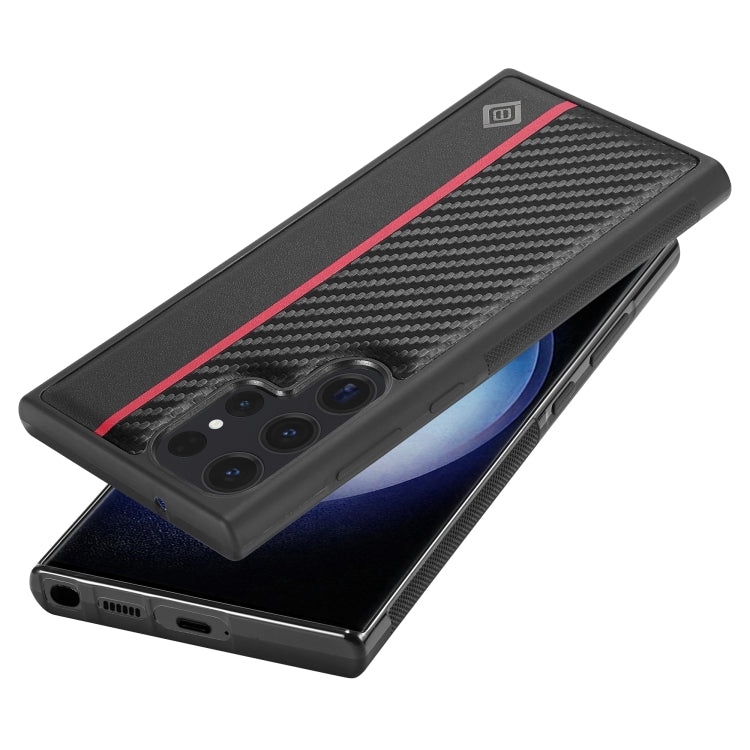 For Samsung Galaxy S25 Ultra 5G LC.IMEEKE 3 in 1 Carbon Fiber Texture Shockproof Phone Case - Black