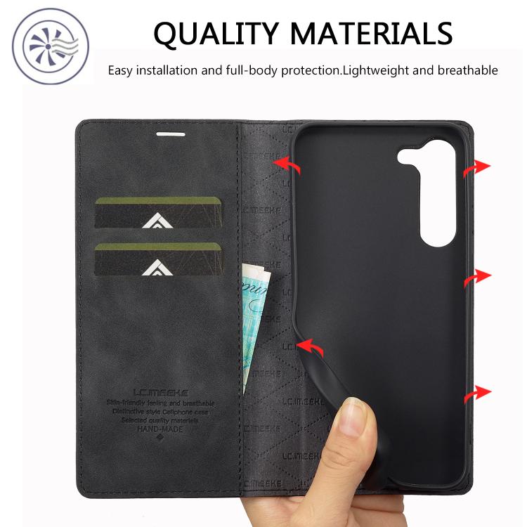 For Samsung Galaxy S25+ 5G LC.IMEEKE Strong Magnetism Microfiber Leather Phone Case