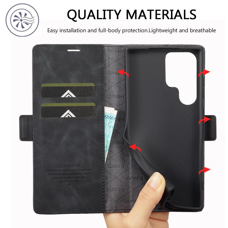 For Samsung Galaxy S25 Ultra 5G LC.IMEEKE Strong Magnetism Microfiber Leather Phone Case