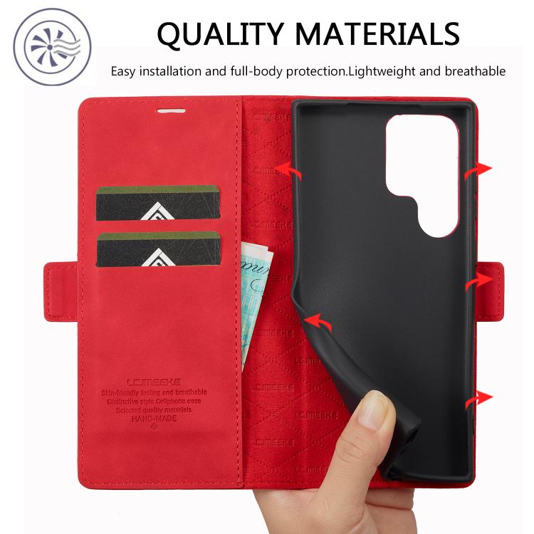 For Samsung Galaxy S25 Ultra 5G LC.IMEEKE Strong Magnetism Microfiber Leather Phone Case