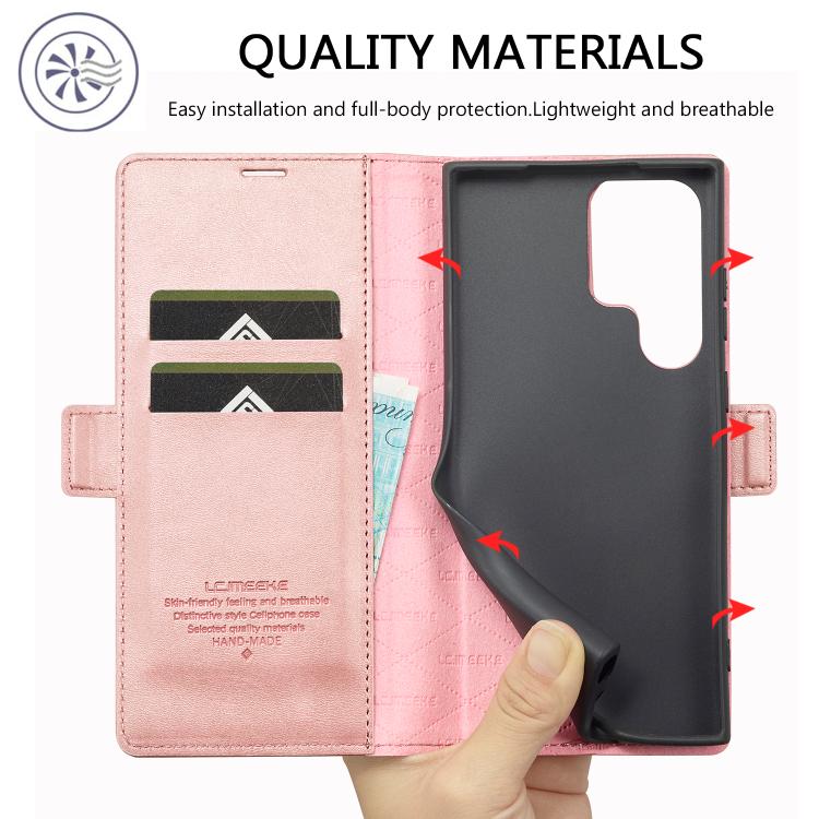 For Samsung Galaxy S25 Ultra 5G LC.IMEEKE Strong Magnetism Microfiber Leather Phone Case