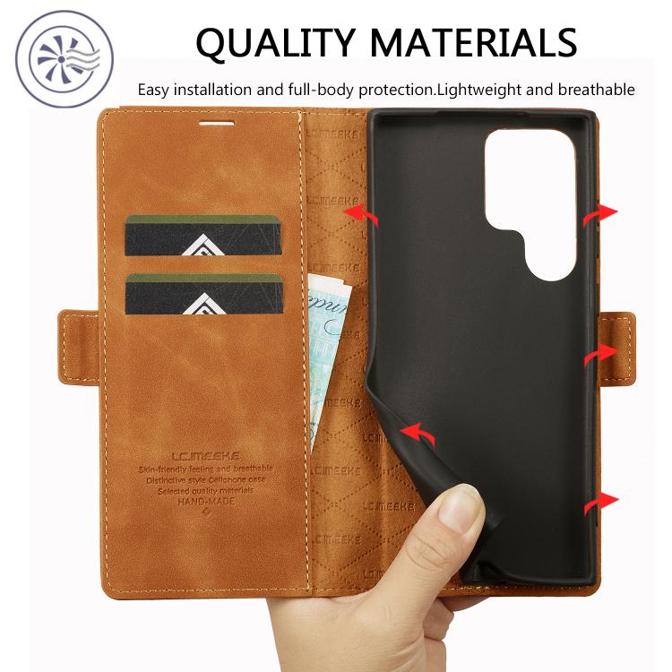 For Samsung Galaxy S26 Ultra 5G LC.IMEEKE Strong Magnetism Microfiber Leather Phone Case