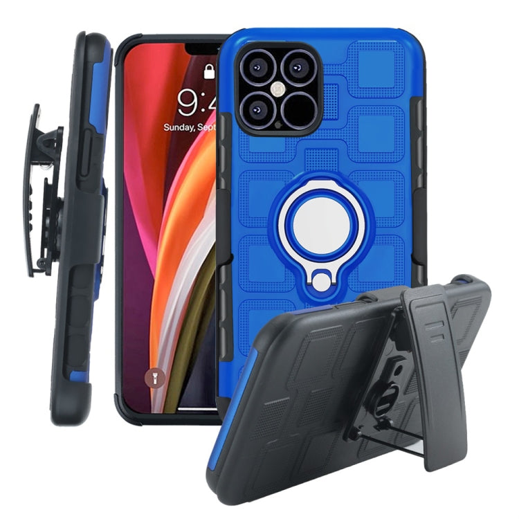 For iPhone 12 Pro Max 3 In 1 Cube PC + TPU Protective Case with 360 Degrees Rotate Silver Ring Holder