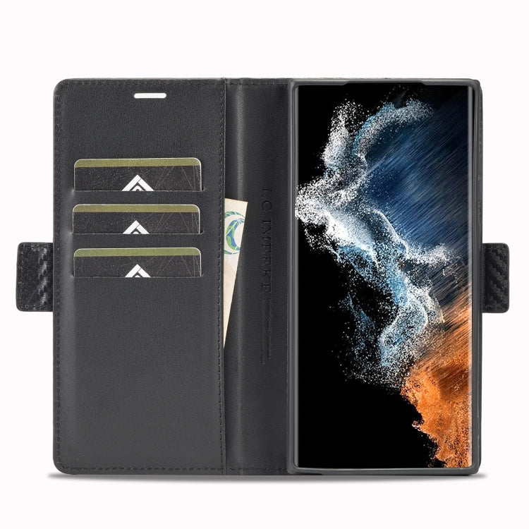 For Samsung Galaxy S25 Ultra 5G LC.IMEEKE Carbon Fiber Leather Phone Case