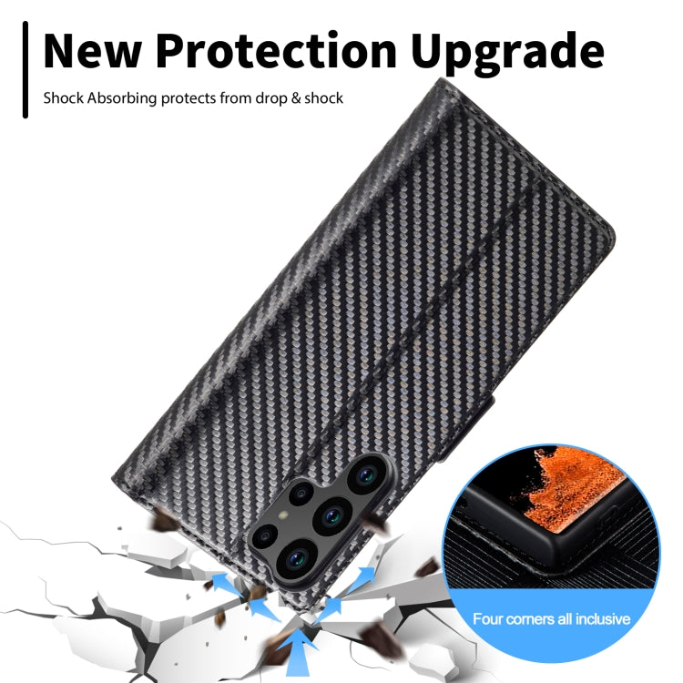 For Samsung Galaxy S25 Ultra 5G LC.IMEEKE Carbon Fiber Leather Phone Case