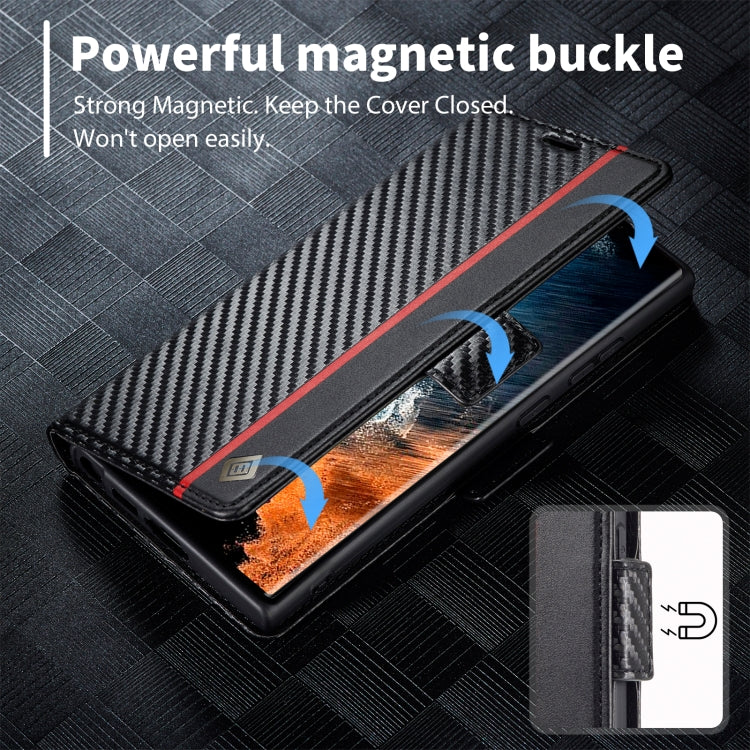 For Samsung Galaxy S25 Ultra 5G LC.IMEEKE Carbon Fiber Leather Phone Case
