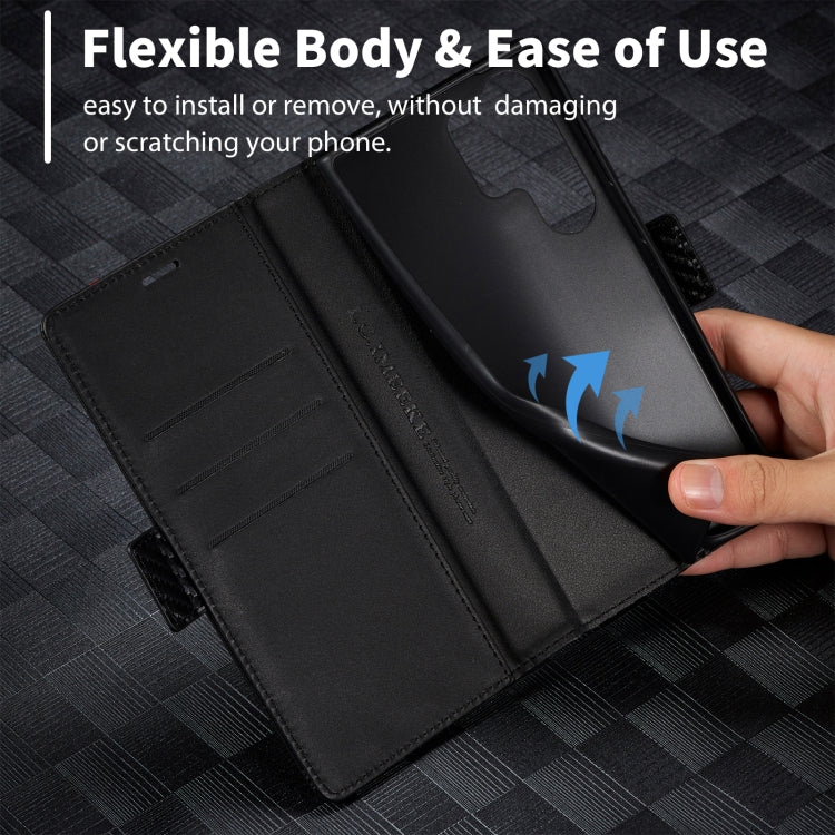 For Samsung Galaxy S25 Ultra 5G LC.IMEEKE Carbon Fiber Leather Phone Case