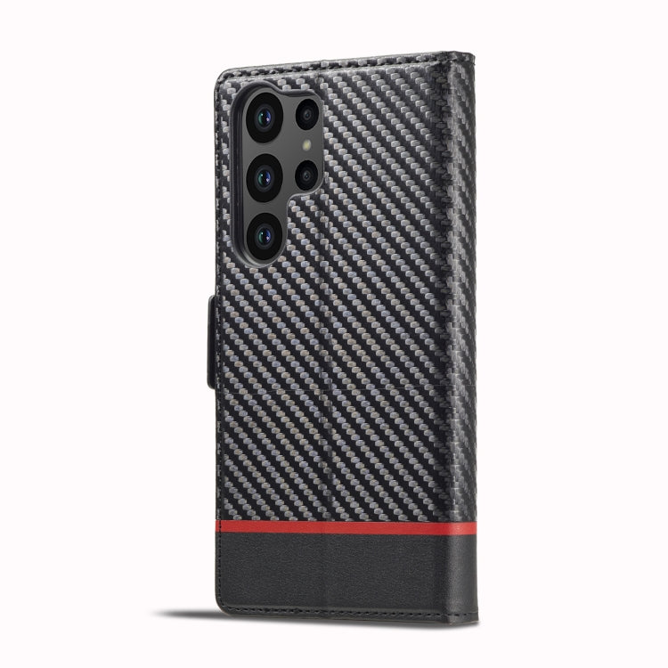 For Samsung Galaxy S25 Ultra 5G LC.IMEEKE Carbon Fiber Leather Phone Case