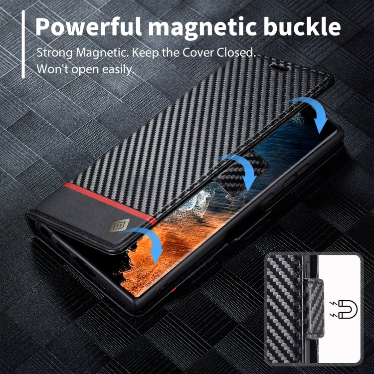 For Samsung Galaxy S25 Ultra 5G LC.IMEEKE Carbon Fiber Leather Phone Case