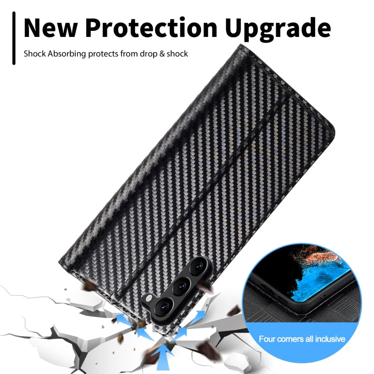 For Samsung Galaxy S25 5G LC.IMEEKE Carbon Fiber Leather Phone Case