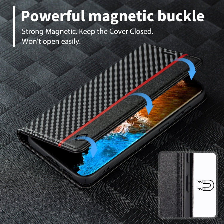 For Samsung Galaxy S25 5G LC.IMEEKE Carbon Fiber Leather Phone Case