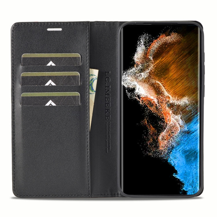For Samsung Galaxy S25 5G LC.IMEEKE Carbon Fiber Leather Phone Case
