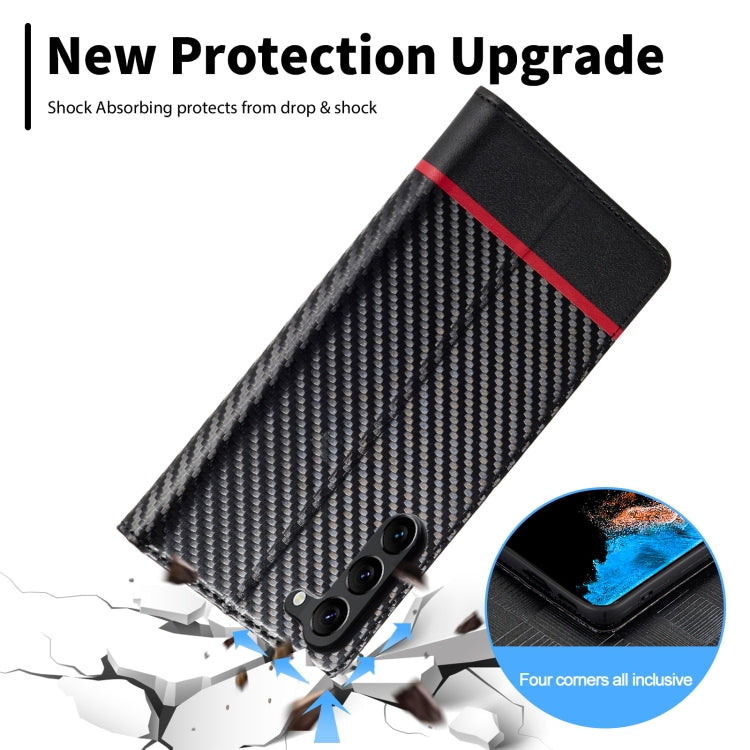 For Samsung Galaxy S25 5G LC.IMEEKE Carbon Fiber Leather Phone Case
