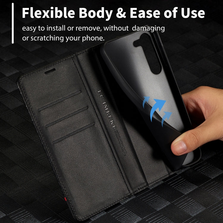 For Samsung Galaxy S25 5G LC.IMEEKE Carbon Fiber Leather Phone Case