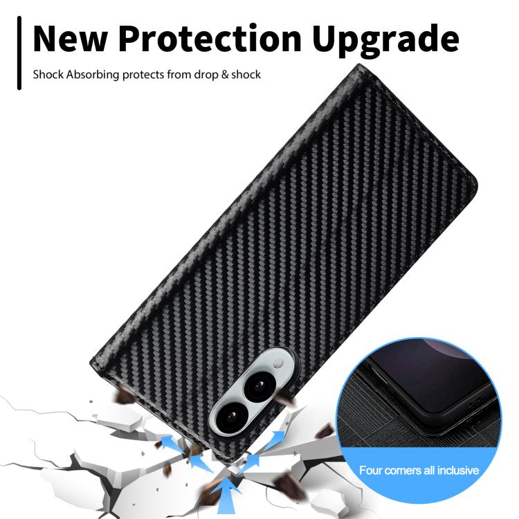 For Samsung Galaxy S25 Edge 5G LC.IMEEKE Carbon Fiber Leather Phone Case