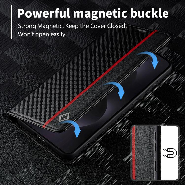 For Samsung Galaxy S25 Edge 5G LC.IMEEKE Carbon Fiber Leather Phone Case