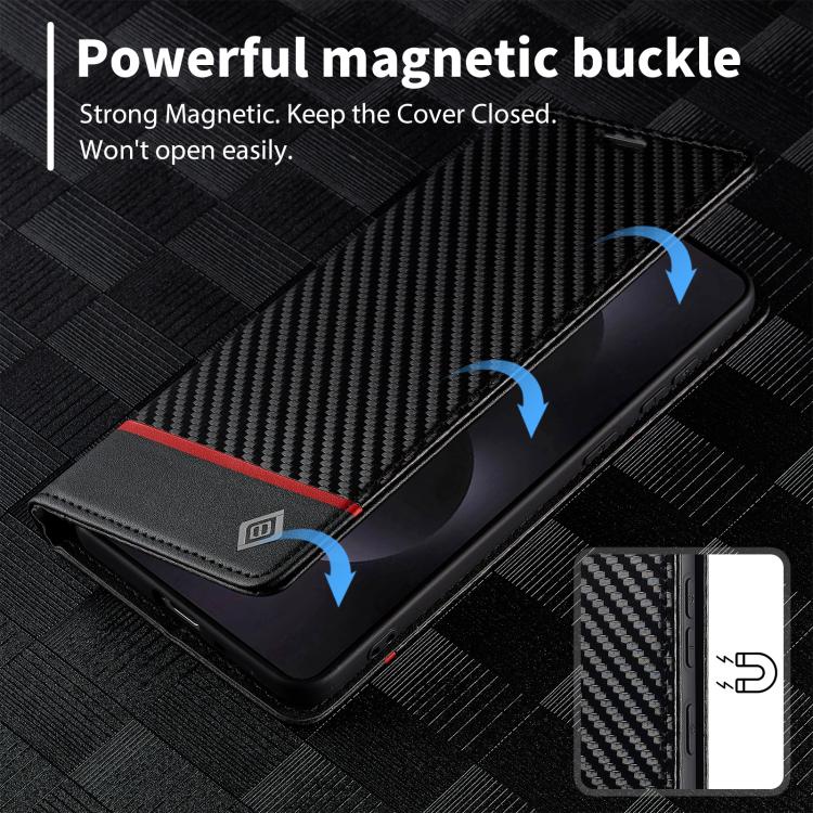 For Samsung Galaxy S25 Edge 5G LC.IMEEKE Carbon Fiber Leather Phone Case