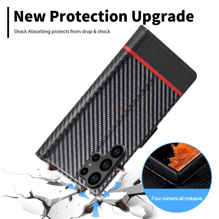 For Samsung Galaxy S26 Ultra 5G LC.IMEEKE Carbon Fiber Leather Phone Case