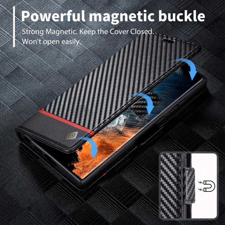 For Samsung Galaxy S26 Ultra 5G LC.IMEEKE Carbon Fiber Leather Phone Case