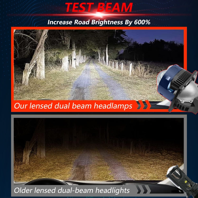 T05 Pair 3 inch Car Bifocal Direct Light Source LED Lens Headlight, Left-hand Drive - Blue