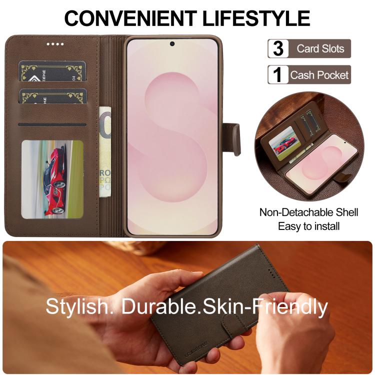 For Samsung Galaxy S25 Edge 5G LC.IMEEKE Calf Texture Leather Phone Case