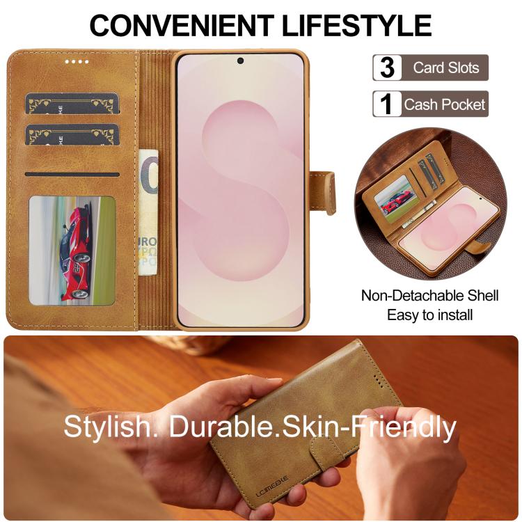 For Samsung Galaxy S25 Edge 5G LC.IMEEKE Calf Texture Leather Phone Case