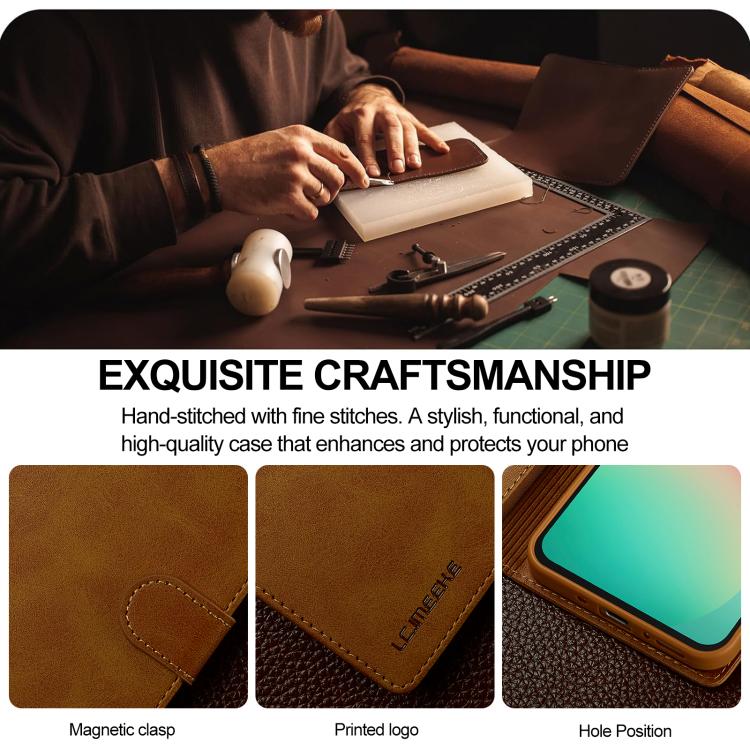 For Samsung Galaxy S25 FE 5G LC.IMEEKE Calf Texture Leather Phone Case